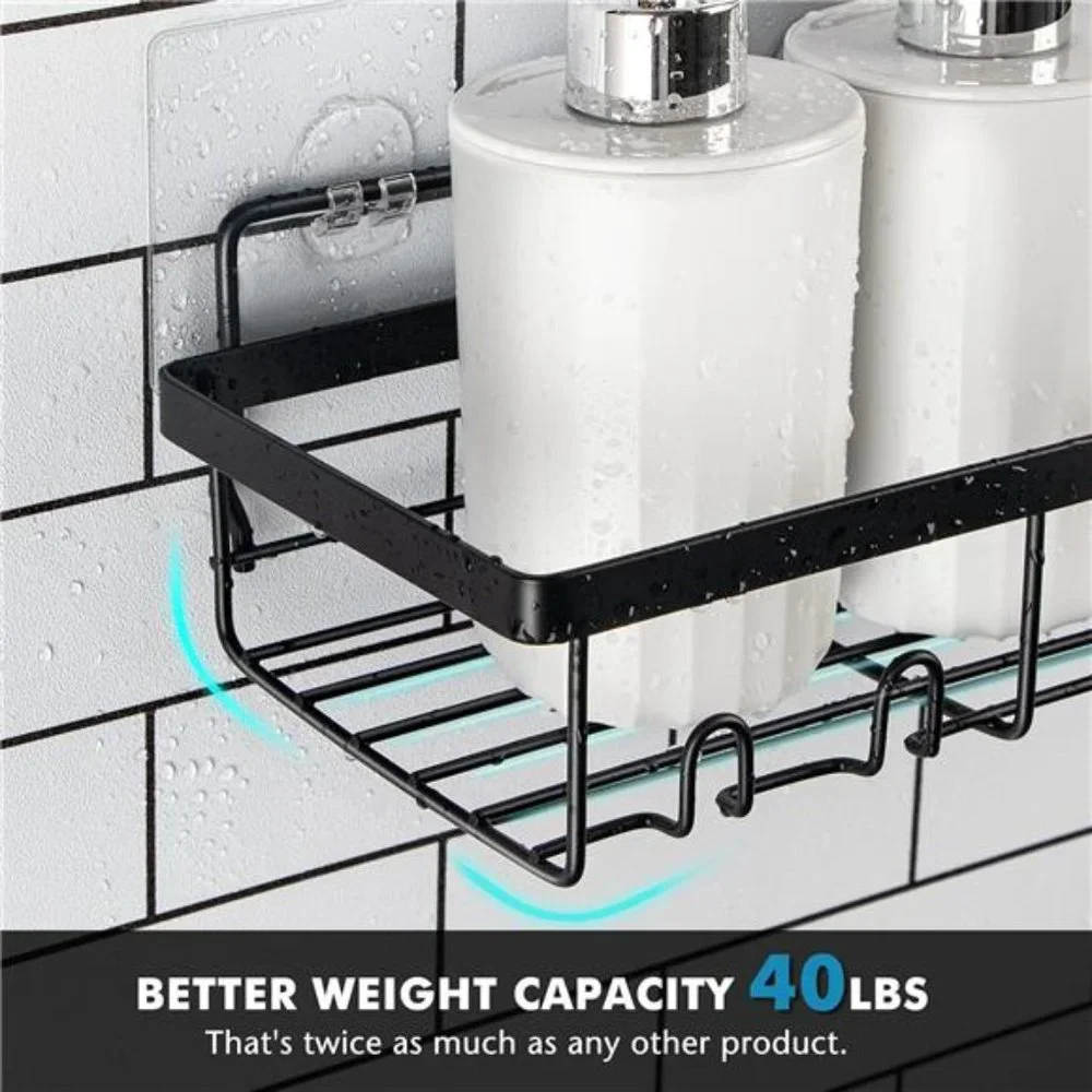 5 Pack Shower Caddy Shelf Organizers Rack, Self Adhesive Black Bathroom Storage